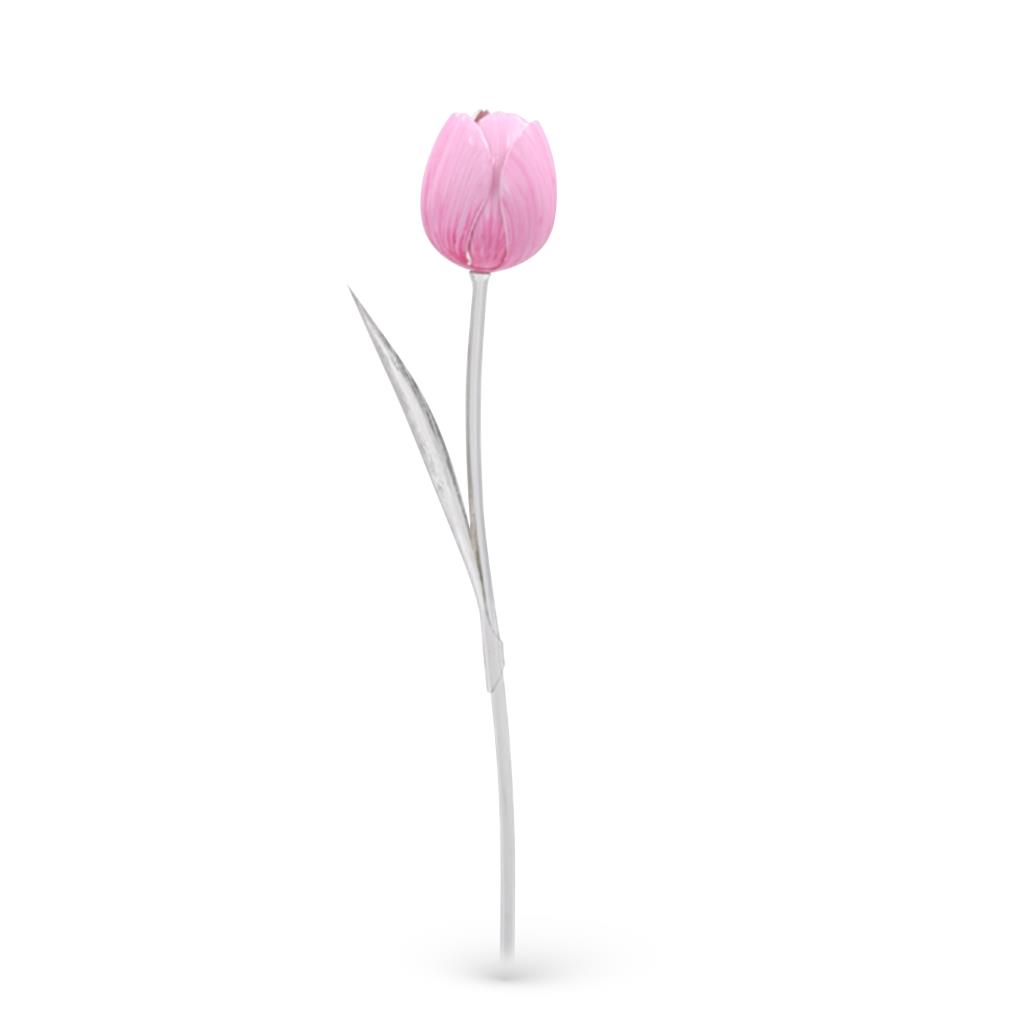 Tulipano rosa soprammobile in argento 23,5cm - GI.RO’ART