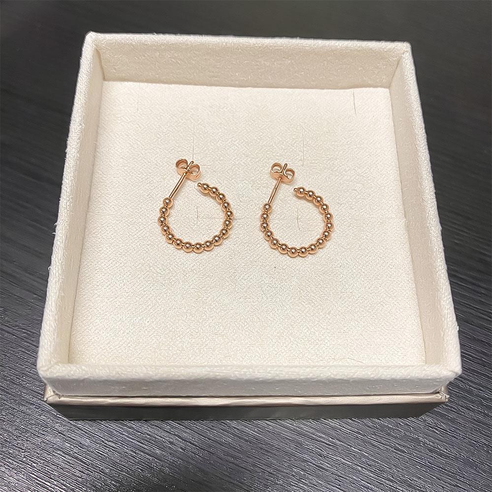  Orecchini cerchietti piccoli pallini oro rosa 18kt Ø14,5 mm - LUSSO ITALIANO