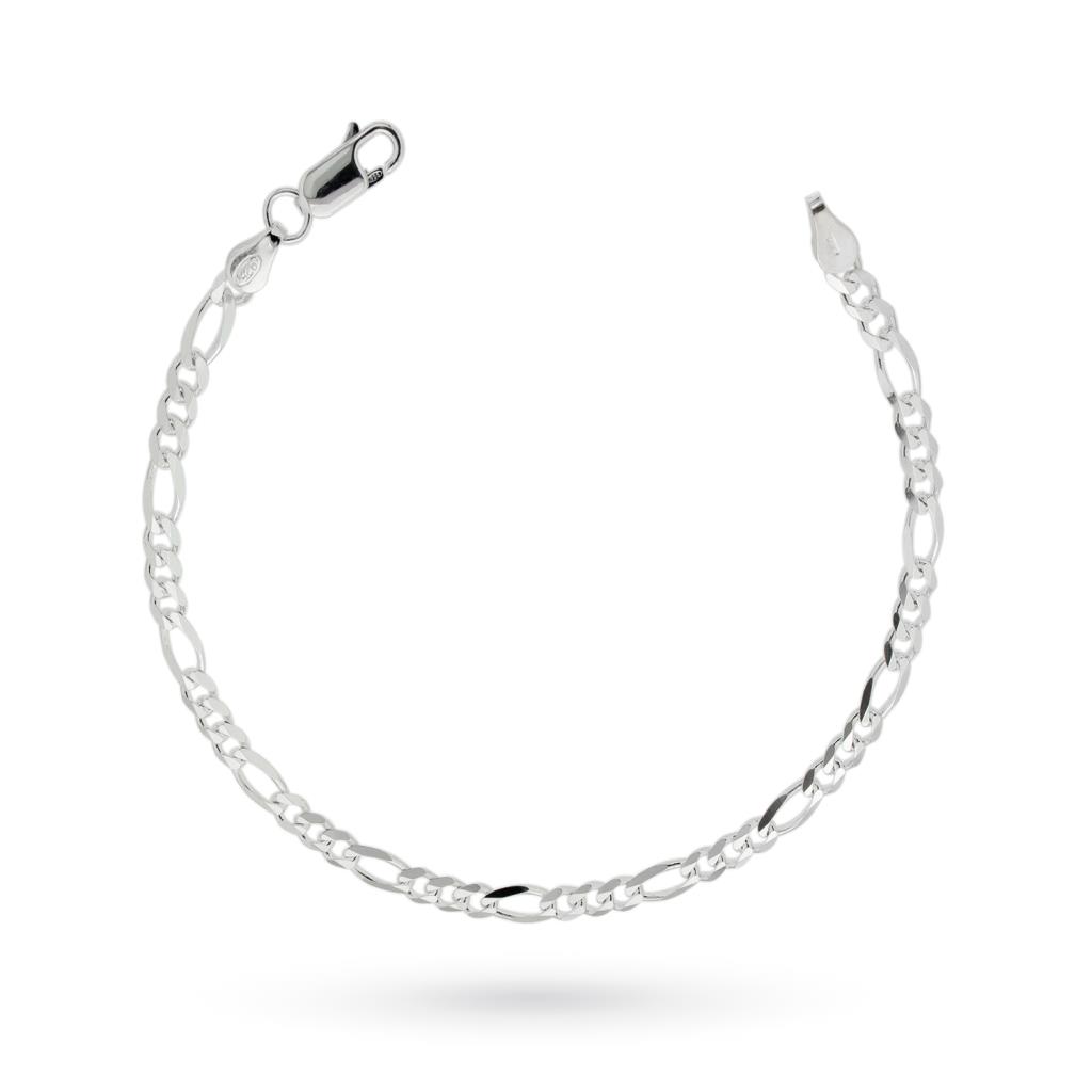 Curb chain bracelet alternating silver 925 20cm - LUSSO ITALIANO