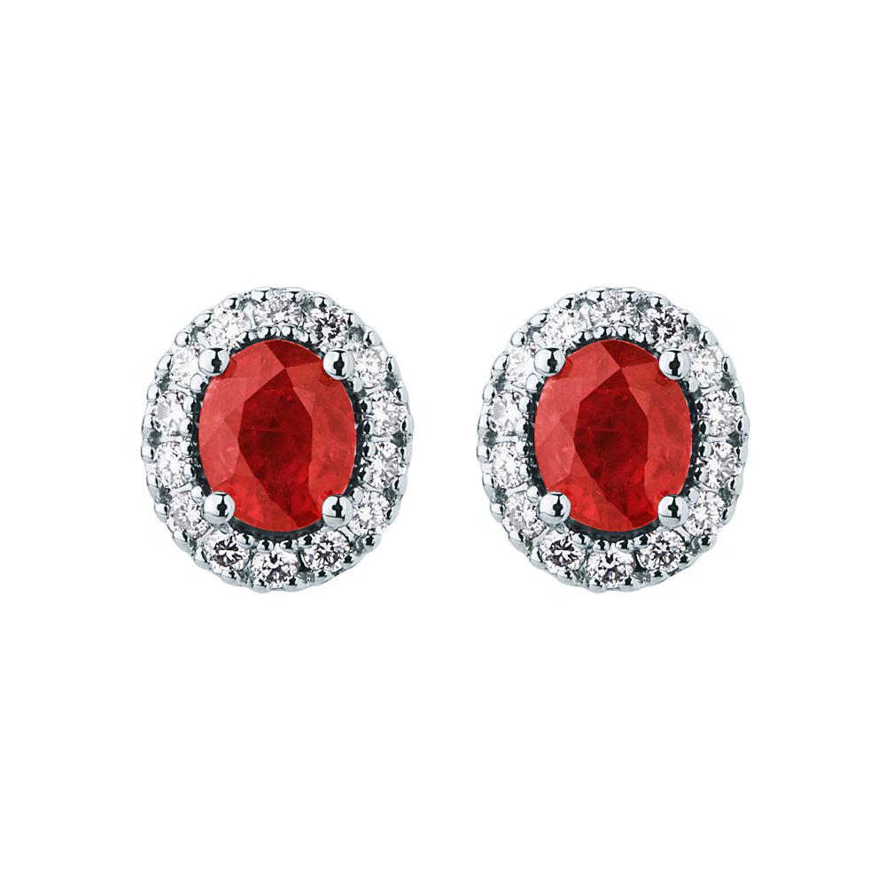 White gold earrings ruby ovals 0,95ct diamonds 0,17ct Mirco Visconti - MIRCO VISCONTI