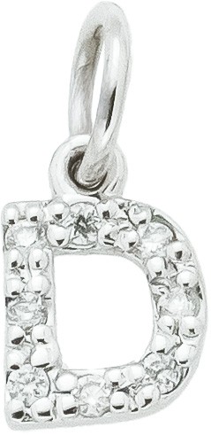 Ciondolo iniziale D stampatello h 5,30mm oro bianco diamanti - CICALA