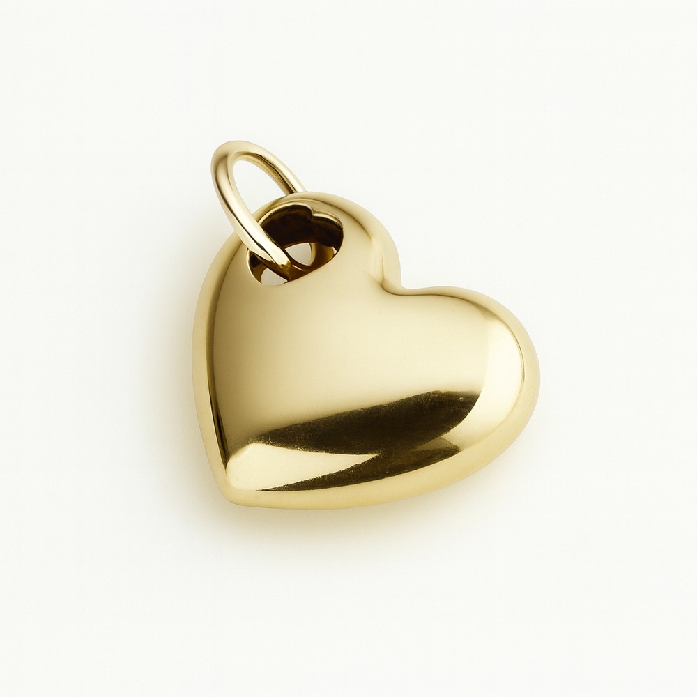 Ciondolo a cuore liscio scatolato in oro giallo 18kt