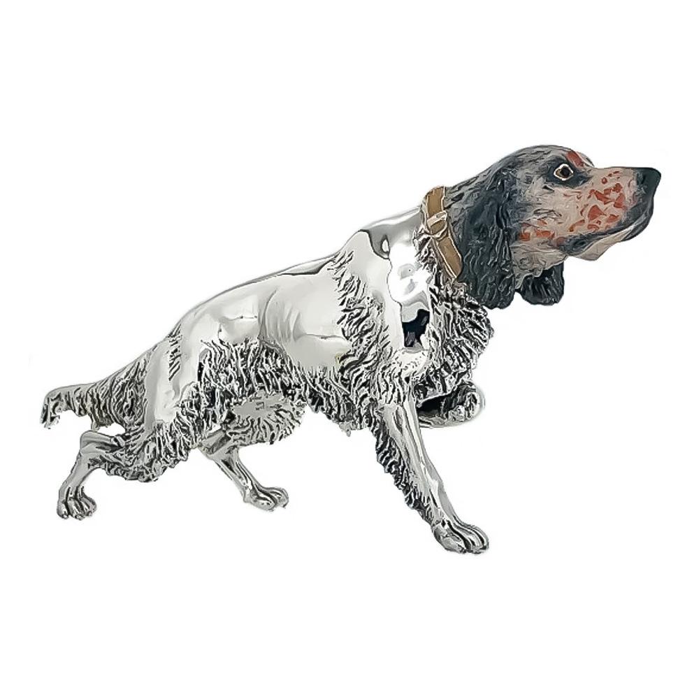  Enamelled Head Setter Dog silver ornament Saturnoo ST134 - SATURNO