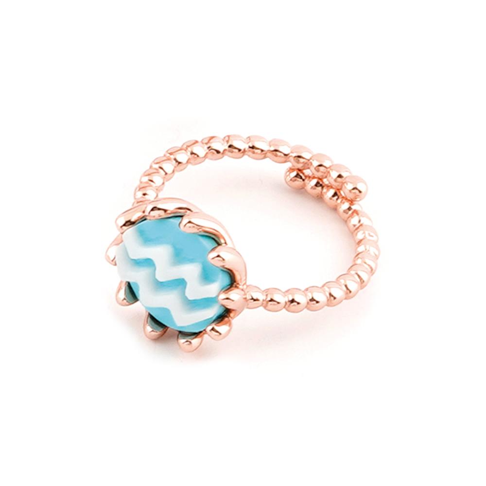 Anello segno zodiacale Acquario argento cammeo turchese 10mm - CAMEO ITALIANO