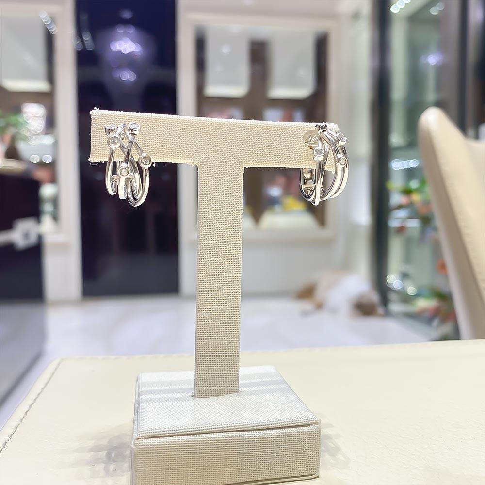  Orecchini cerchi fili intrecciati oro bianco diamanti - GIORGIO VISCONTI