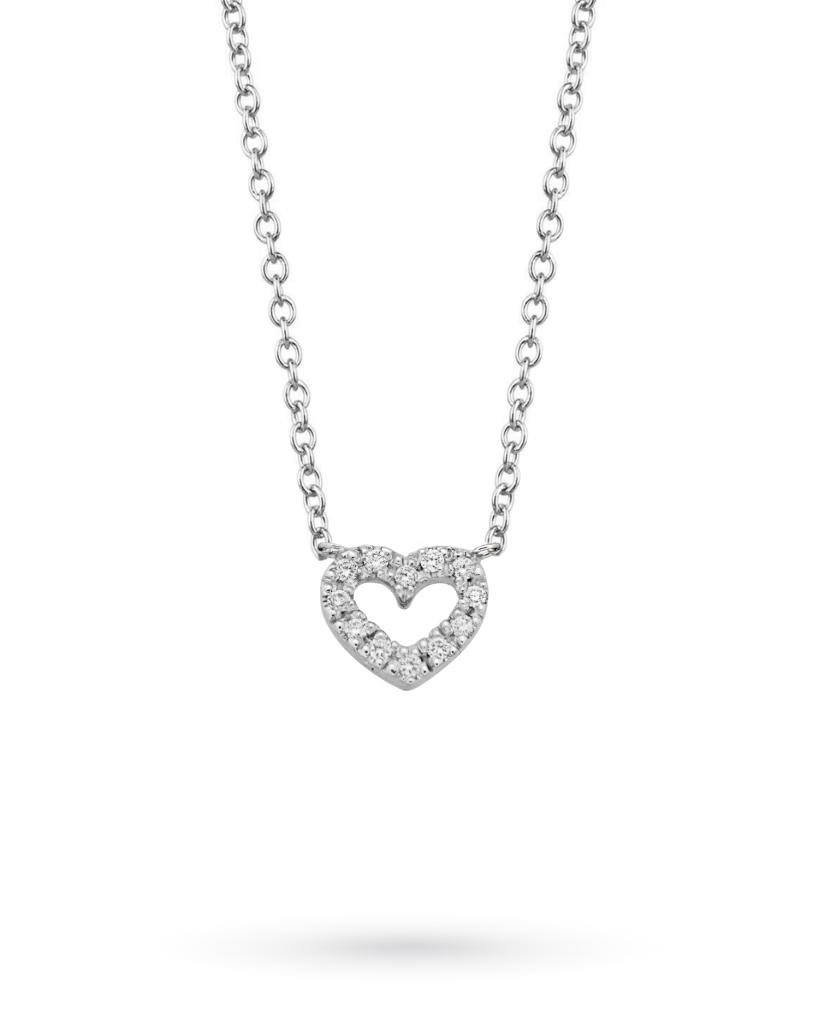 Girocollo in oro bianco con cuore piccolo di diamanti 0,09ct G VS - CICALA