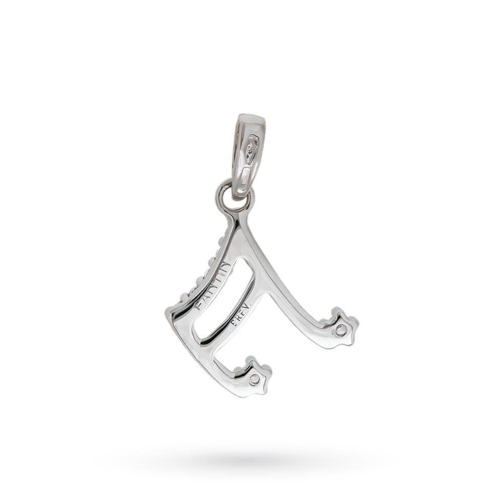 Ciondolo nota musicale oro bianco 18kt zirconi bianchi - LUSSO ITALIANO