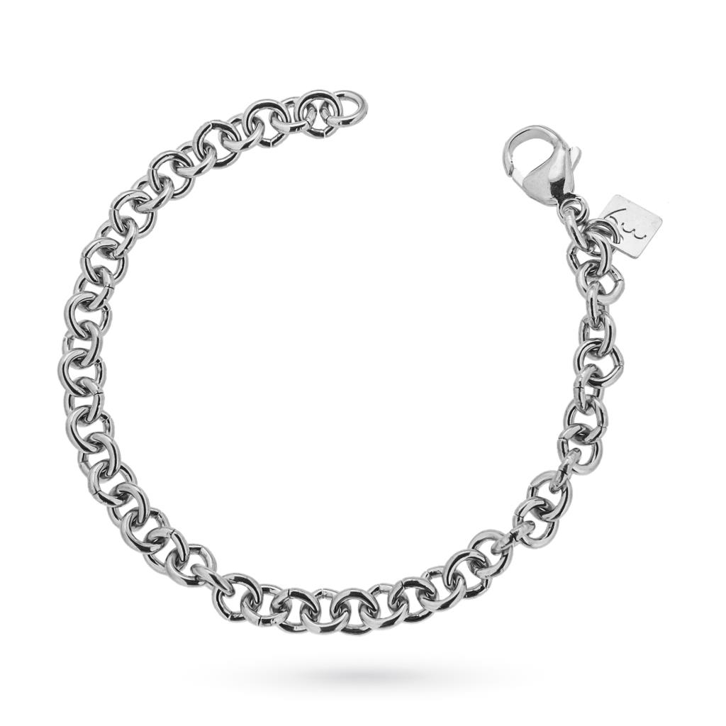 925 sterling silver rolo chain bracelet with polished surface 16cm - MY JEWELS