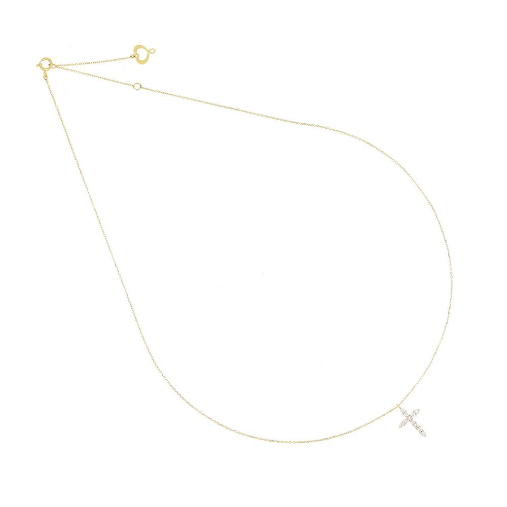 Girocollo 18Kt Brillando Croce Bianca - MAMAN ET SOPHIE