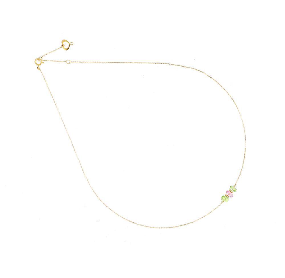 Girocollo 18Kt Peridoto Verde E Topazio Rosa - MAMAN ET SOPHIE