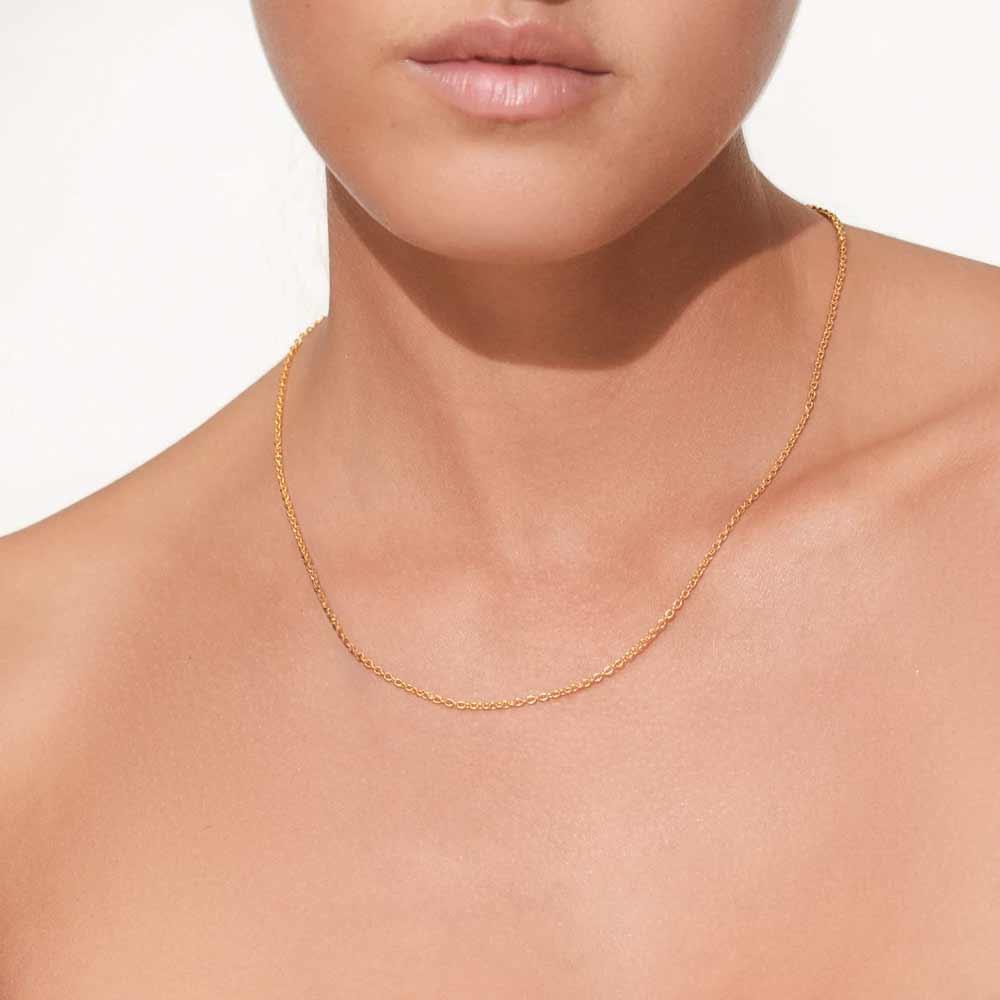  Yellow gold shiny rolo chain 45 cm width 1.00 mm - LUSSO ITALIANO