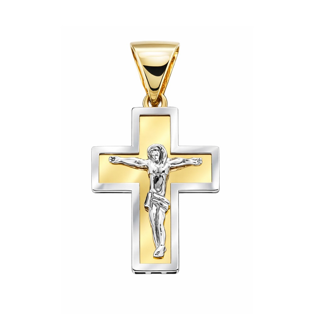 Croce Cristo crocifisso oro giallo bianco 15x25 mm - LUSSO ITALIANO