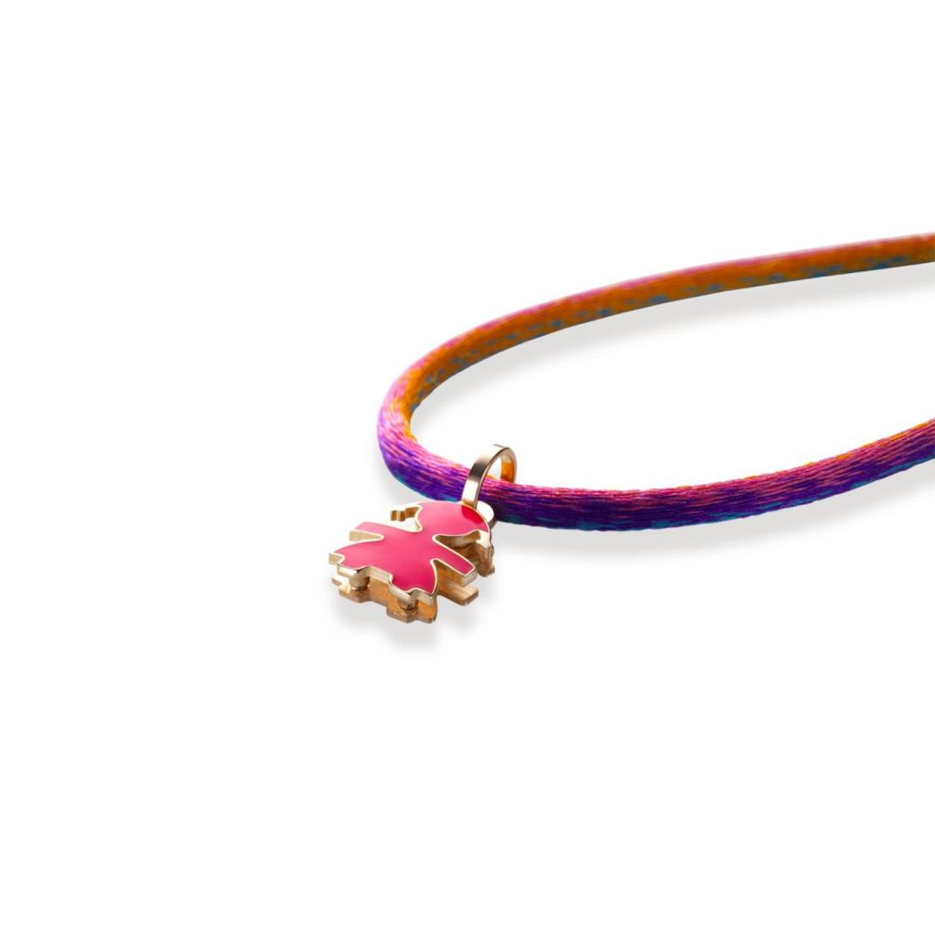  leBebe pendant LBB055-FUX Classics girl rose gold fuchsia enamel - LE BEBE