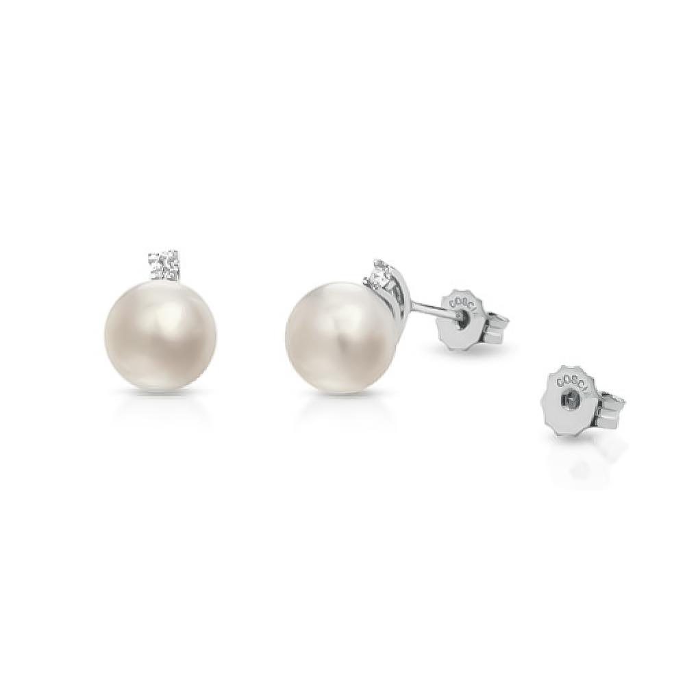  Akoya AA+ pearl earrings &Oslash; 6,5-7 mm diamonds 0,04ct - COSCIA