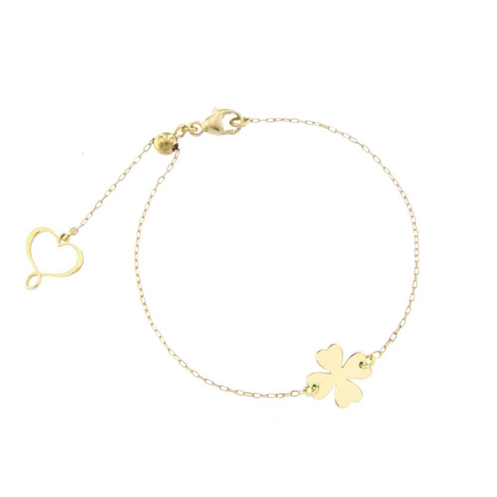 Bracciale catena quadrifoglio piccolo argento dorato BR00910PSGI - MAMAN ET SOPHIE