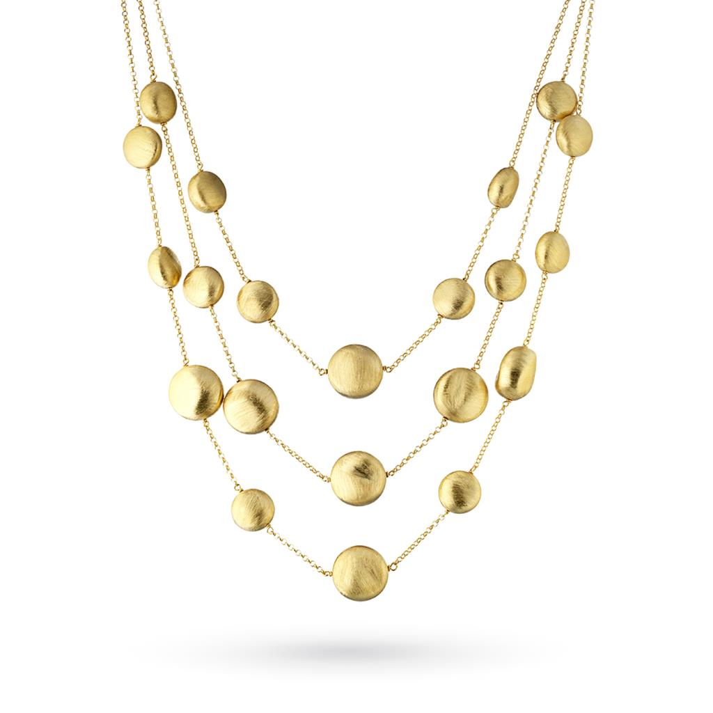Marcello Pane three-strand necklace in gilded silver round nuggets. - MARCELLO PANE