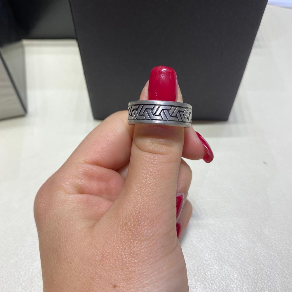  Anello da uomo fascia argento motivo geometrico - ZANCAN