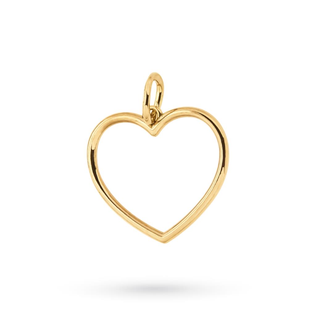 18kt yellow gold wire heart pendant - UNBRANDED