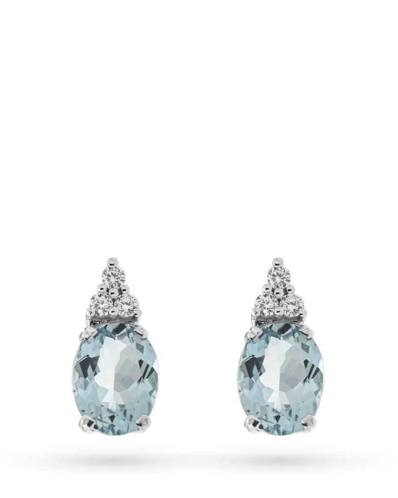 18kt white gold earrings with 2,03ct aquamarine and diamonds 0,14ct  - CICALA
