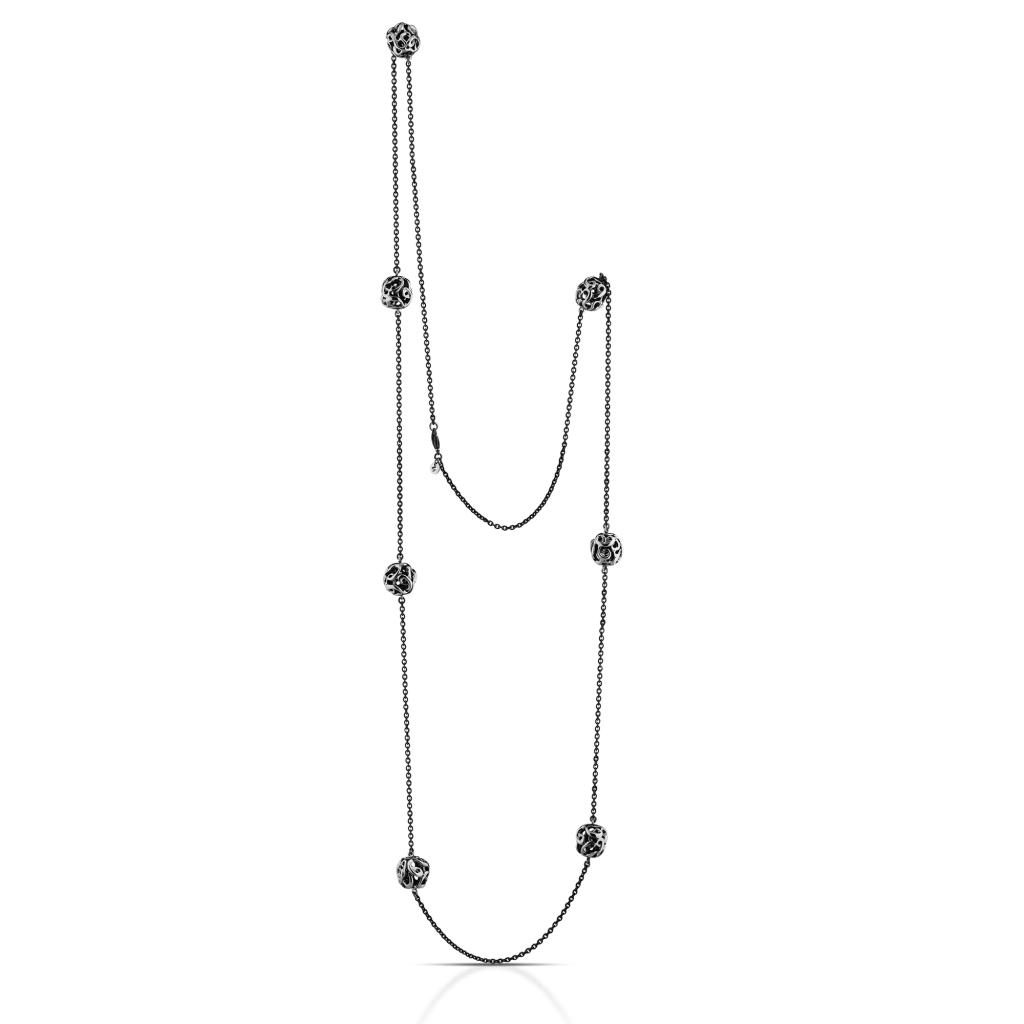  Collana lunga 1 metro in argento 925 con 7 sfere in argento - MARESCA OFFICINE ORAFE