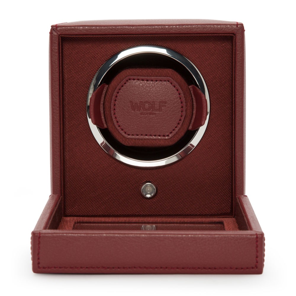  Wolf Single Watch Winder with Cover - Bordeaux - WOLF