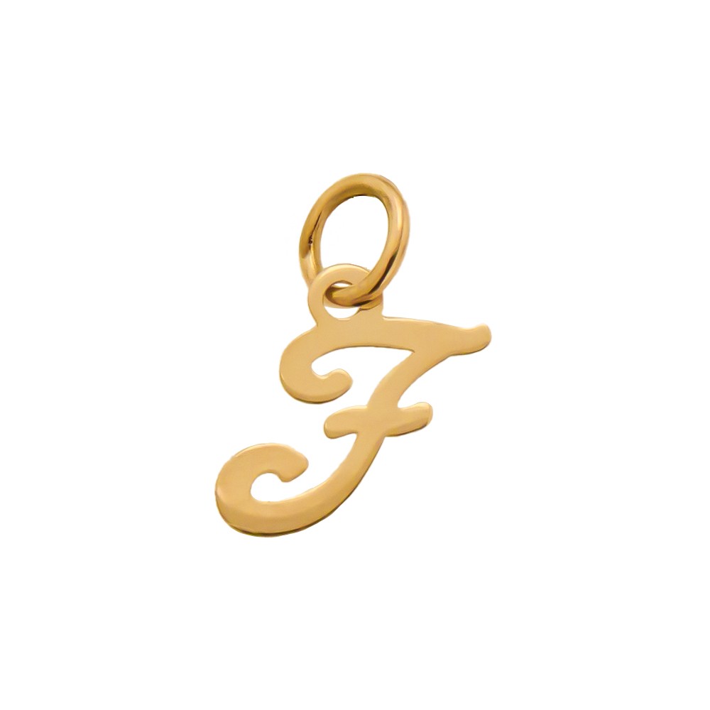 Ciondolo iniziale F in corsivo h 7,00 mm oro giallo - CICALA
