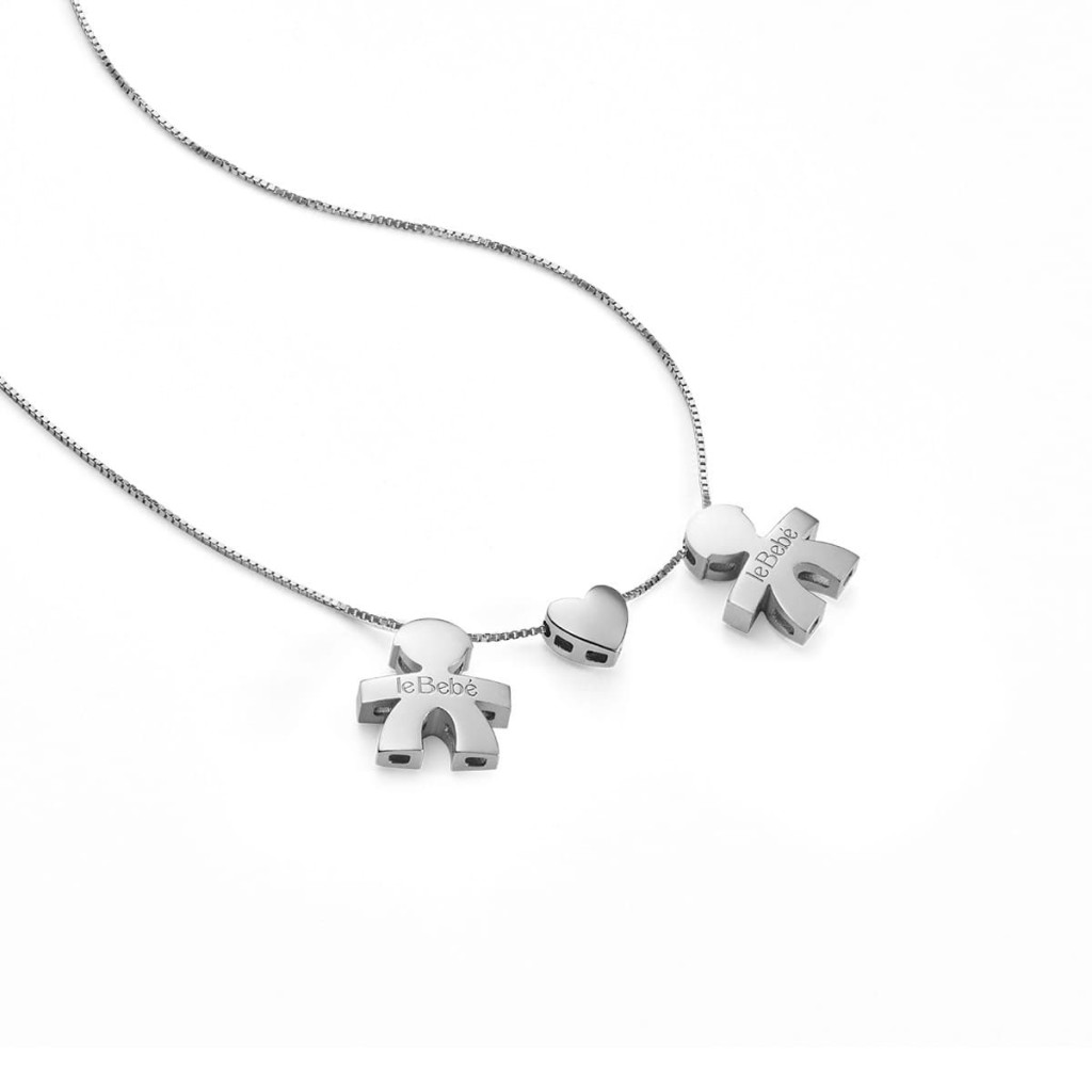 leBebe LBB918-FF Boy-Heart-Boy Necklace in White Gold - LE BEBE