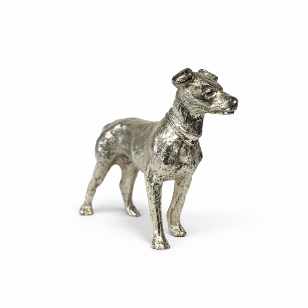 Dog with collar silver statue 800 &ndash; Decorative sculpture 4 cm - 