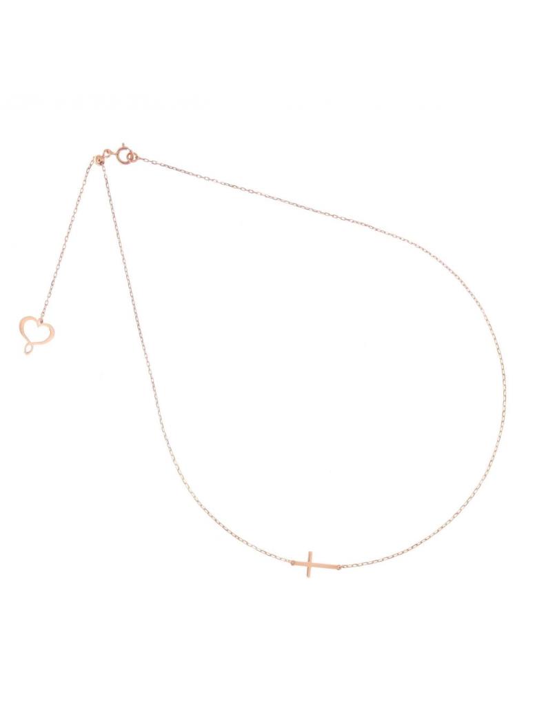 Collana aurum oro rosa 18kt con croce passante  - MAMAN ET SOPHIE