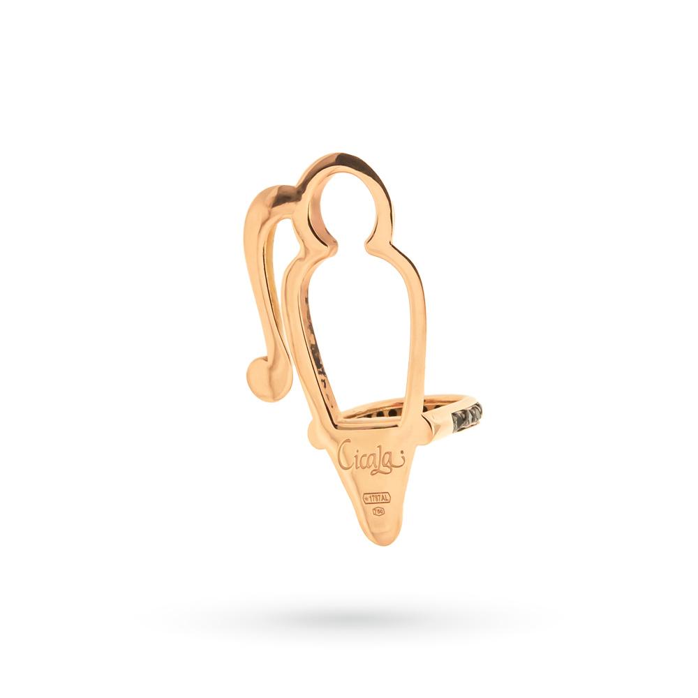  WithThee glasses holder in 18kt rose gold, diamonds and enamel - CICALA