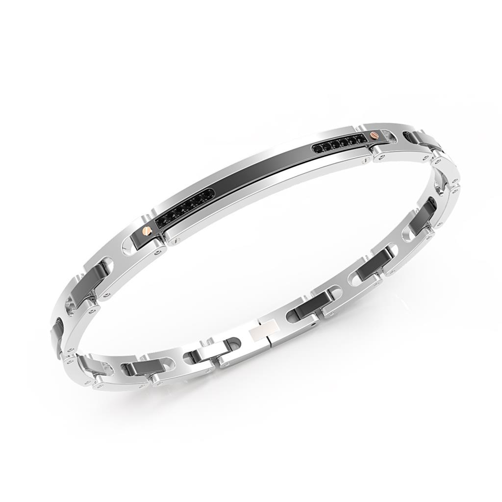 Zancan EHB093 bracelet in steel and black spinels - ZANCAN