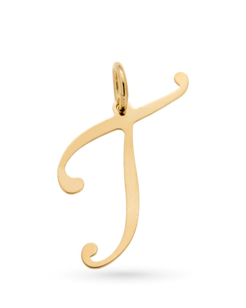 18kt yellow gold pendant with T alphabet letter - LUSSO ITALIANO