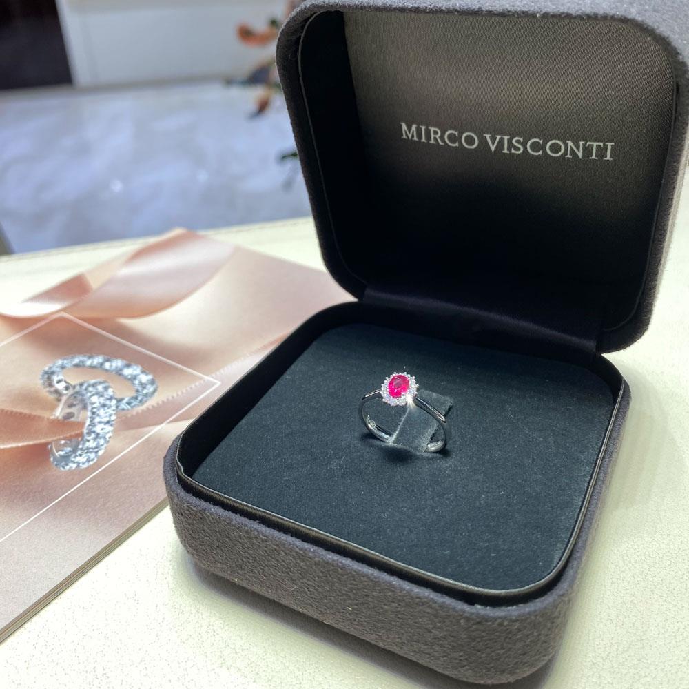  Anello rubino ovale 0,35ct contorno diamanti 0,14ct Mirco Visconti - MIRCO VISCONTI