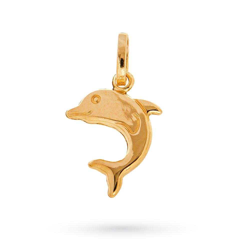 Polished 18kt yellow gold dolphin pendant - LUSSO ITALIANO