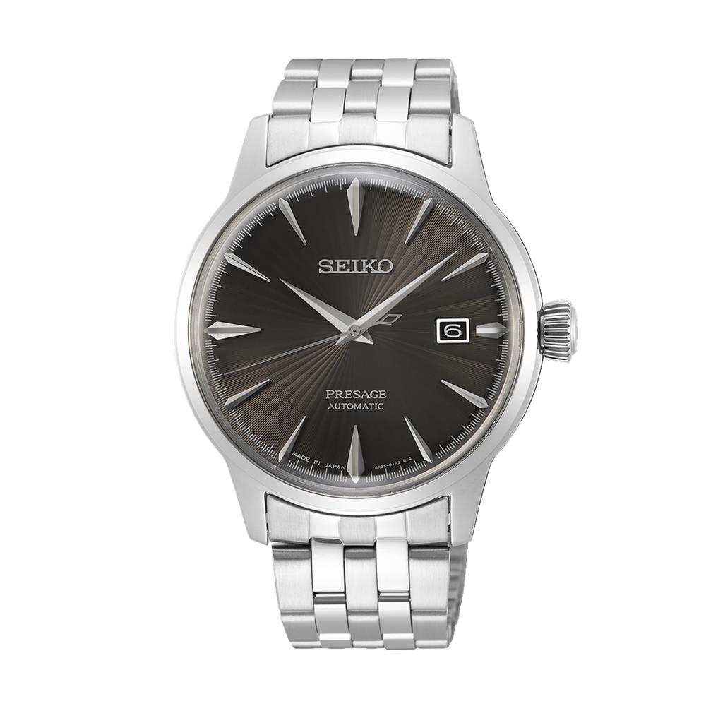 orologio seiko presage nero con indici acciaio