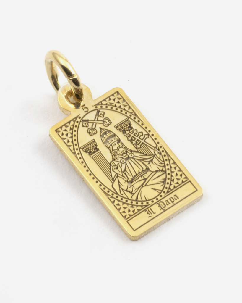 Ciondolo Carta Tarocchi Il Papa in argento dorato Grande