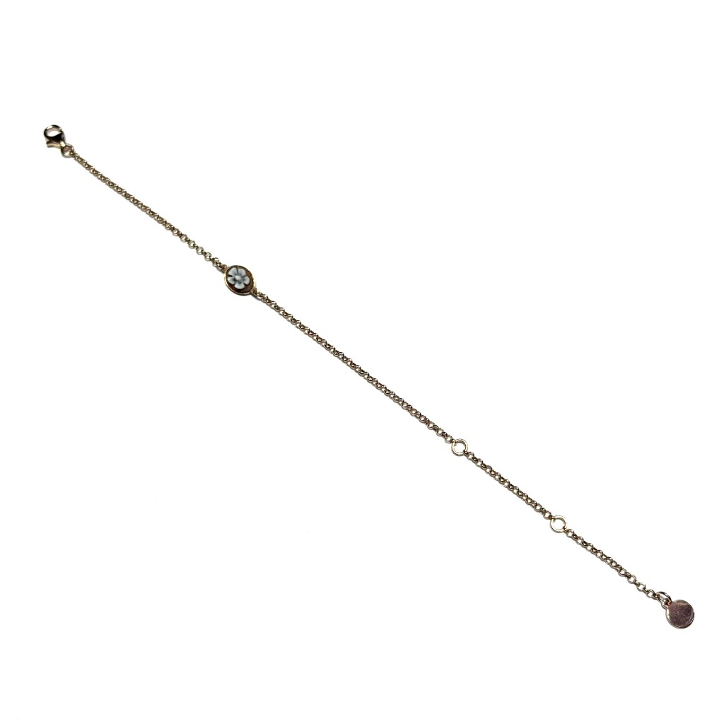 Rose silver bracelet with central flower cameo - CAMEO ITALIANO