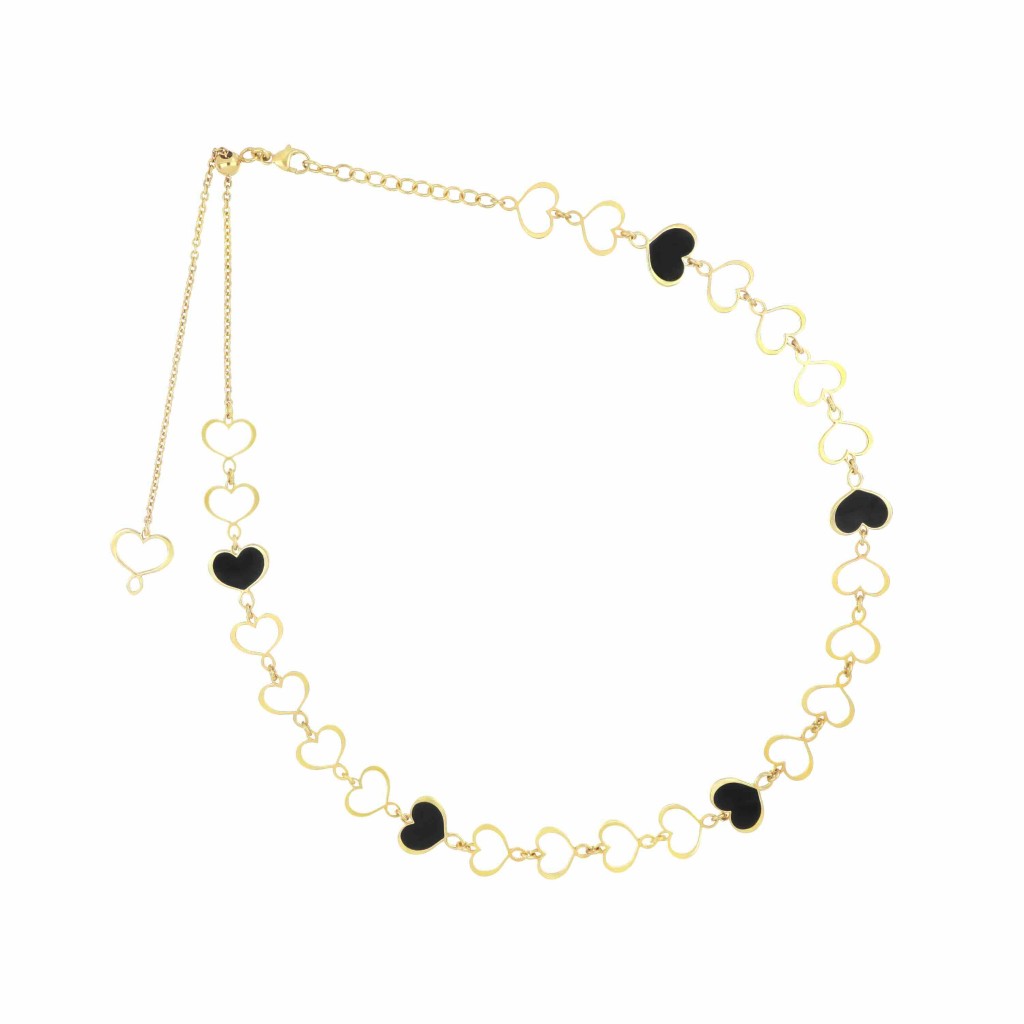 Girocollo cuori Maman traforati e smaltati neri - MAMAN ET SOPHIE