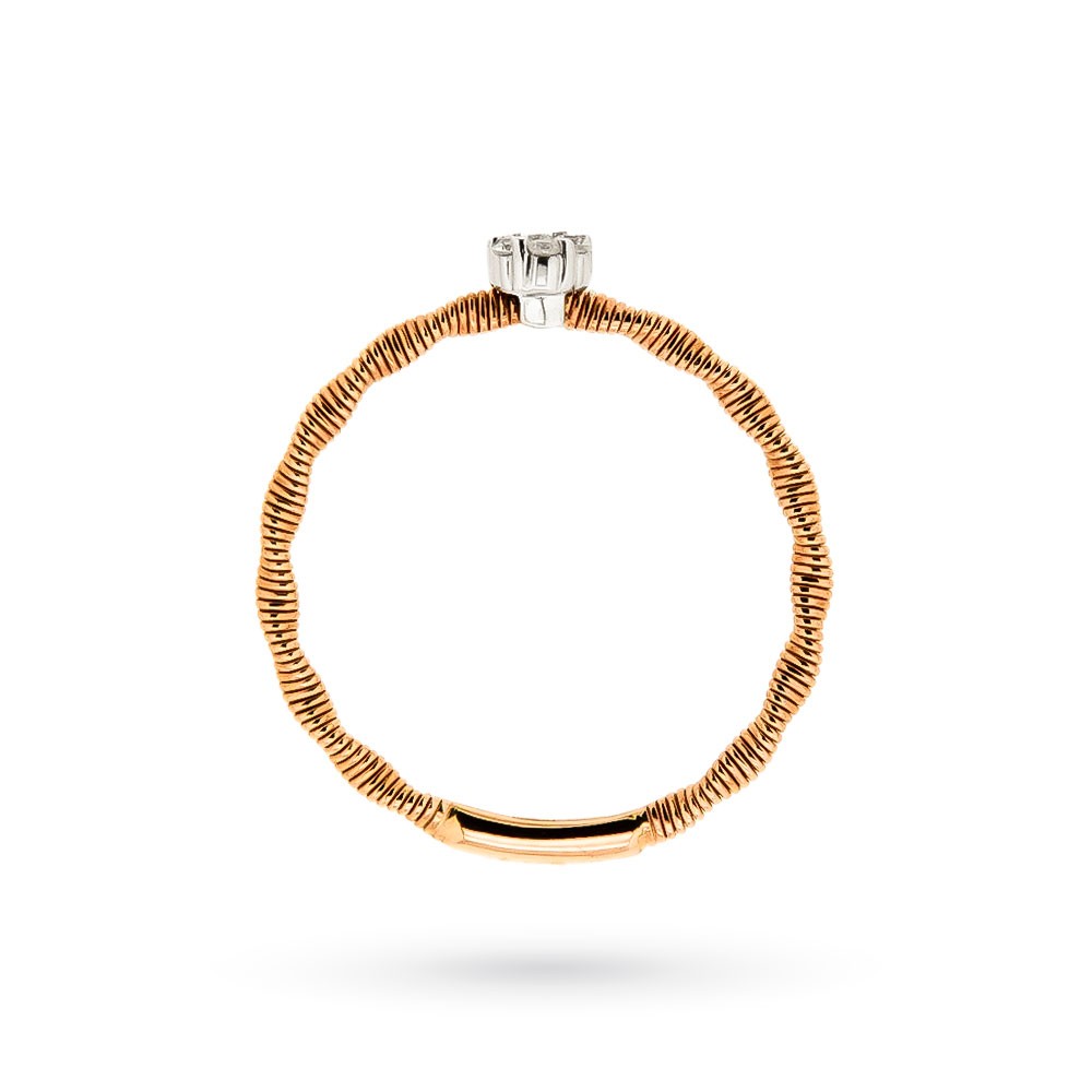  Anello zigrinato con diamante 0.06 ct in oro rosa - ORO TREND