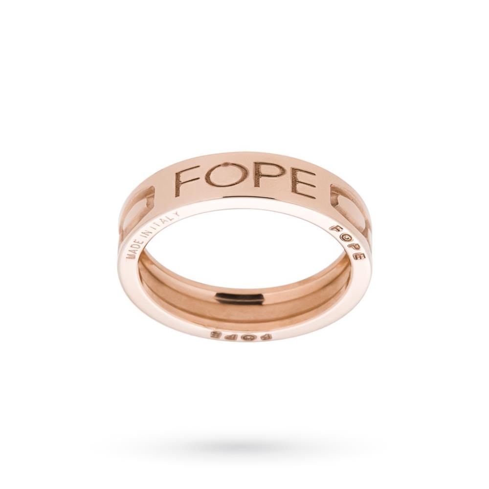 18kt rose gold ring with polished and engraved surface - FOPE