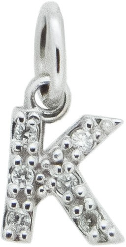 Ciondolo iniziale K stampatello h 5,30mm oro bianco diamanti - CICALA