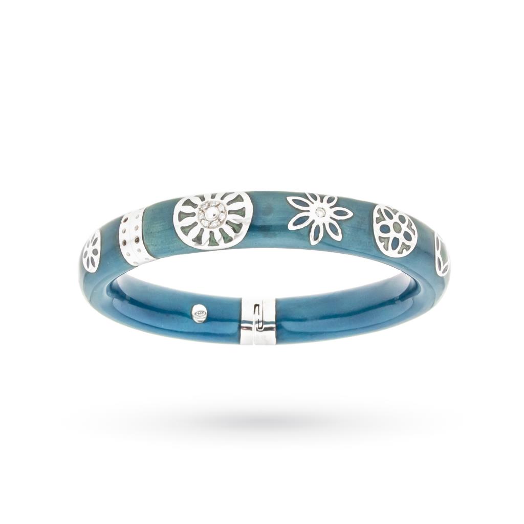 La Nouvelle Bague bracelet, blue enamel, flowers and diamonds - LA NOUVELLE BAGUE