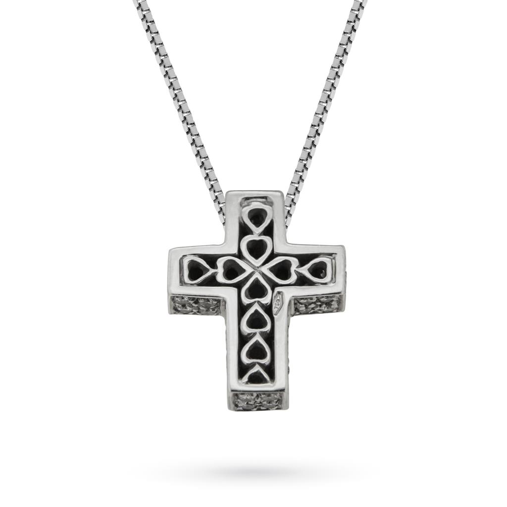  18kt white gold necklace with cross of brillant  - LUSSO ITALIANO
