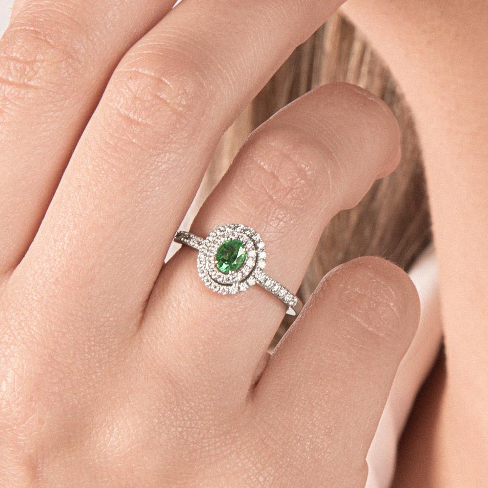 Anello smeraldo ovale 0,27ct diamanti 0,31ct Mirco Visconti - MIRCO VISCONTI