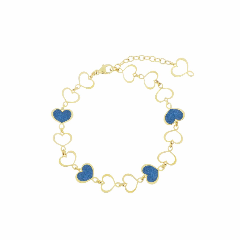 Bracciale cuori Maman smalto blu - MAMAN ET SOPHIE
