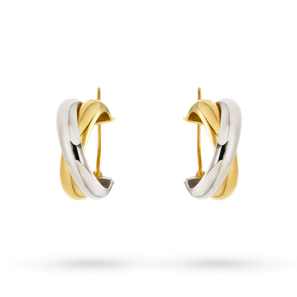 Orecchini bicolore oro bianco e giallo &Oslash; 13mm - LUSSO ITALIANO