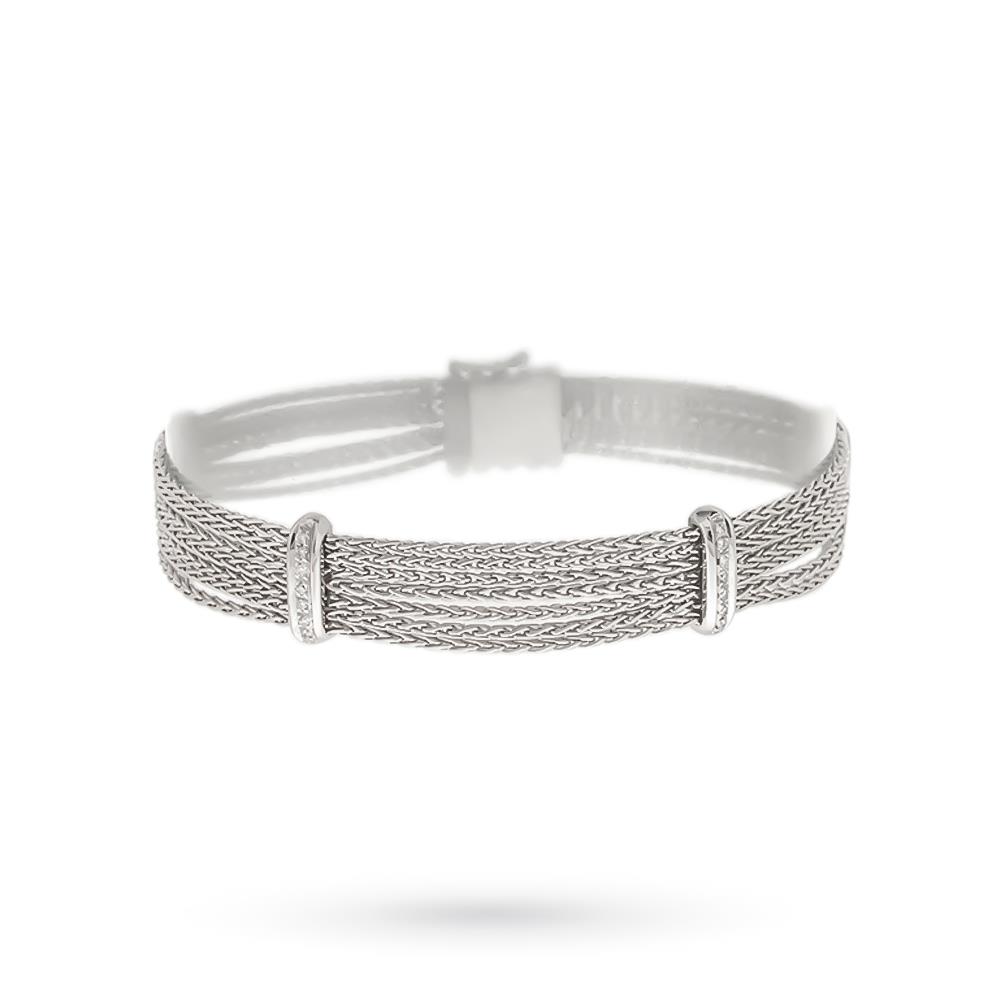 White gold bracelet with wires and diamonds bars - GIORGIO VISCONTI