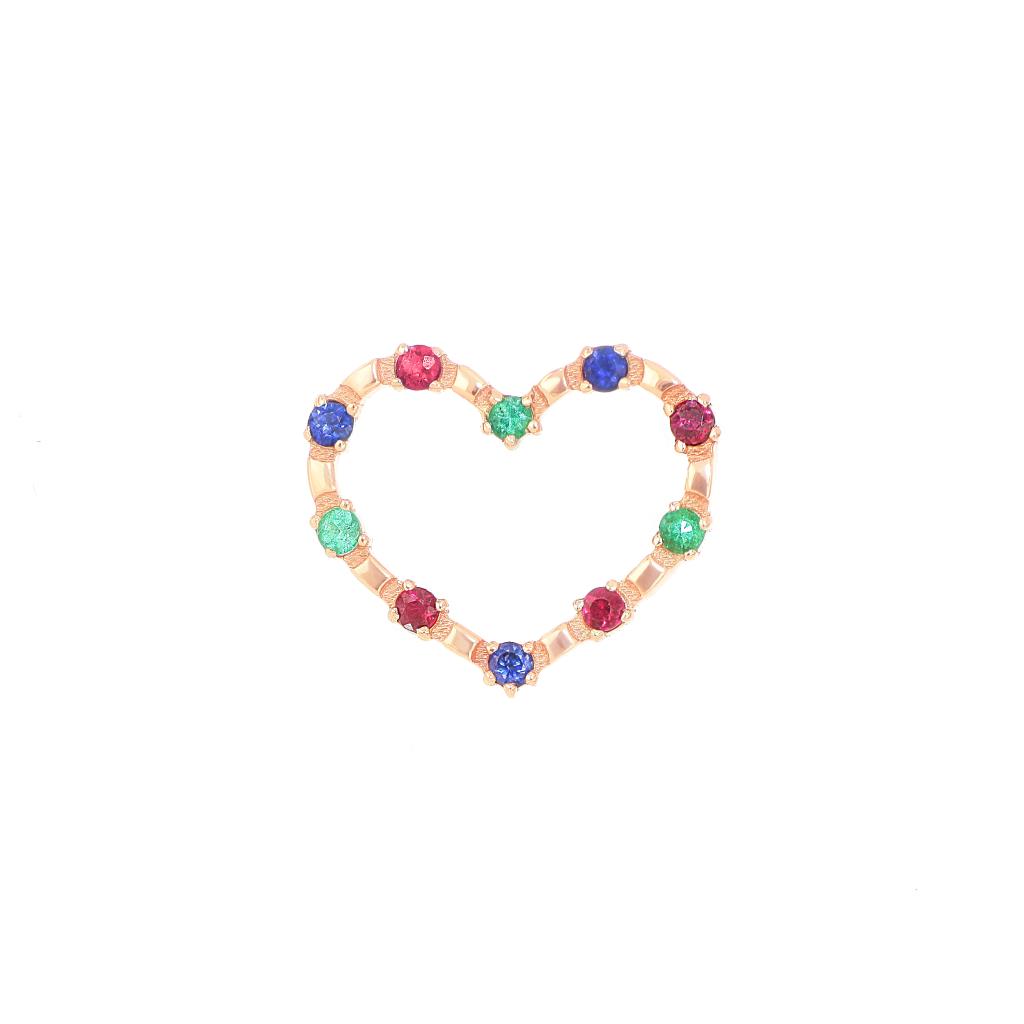 Single heart earring sapphires, rubies, emeralds Maman et Sophie ORMCR41RM - MAMAN ET SOPHIE