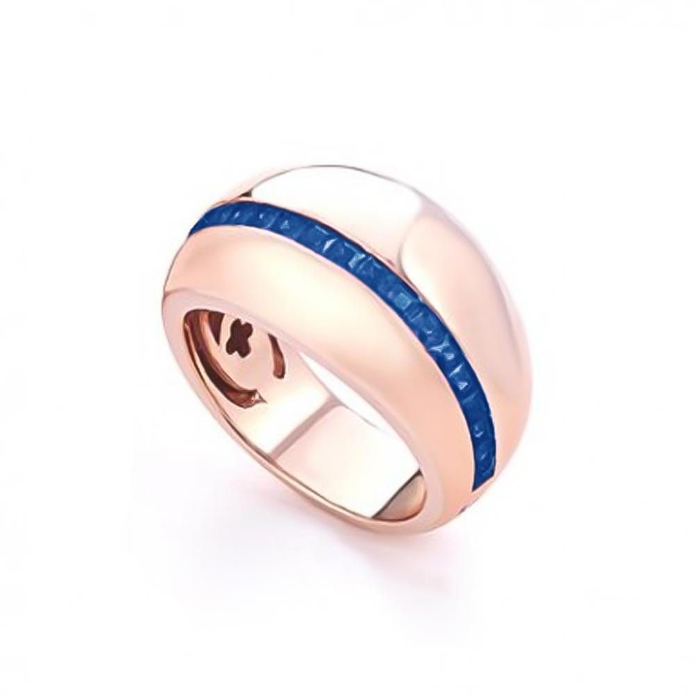 Marcello Pane pink silver band ring with blue crystals - MARCELLO PANE