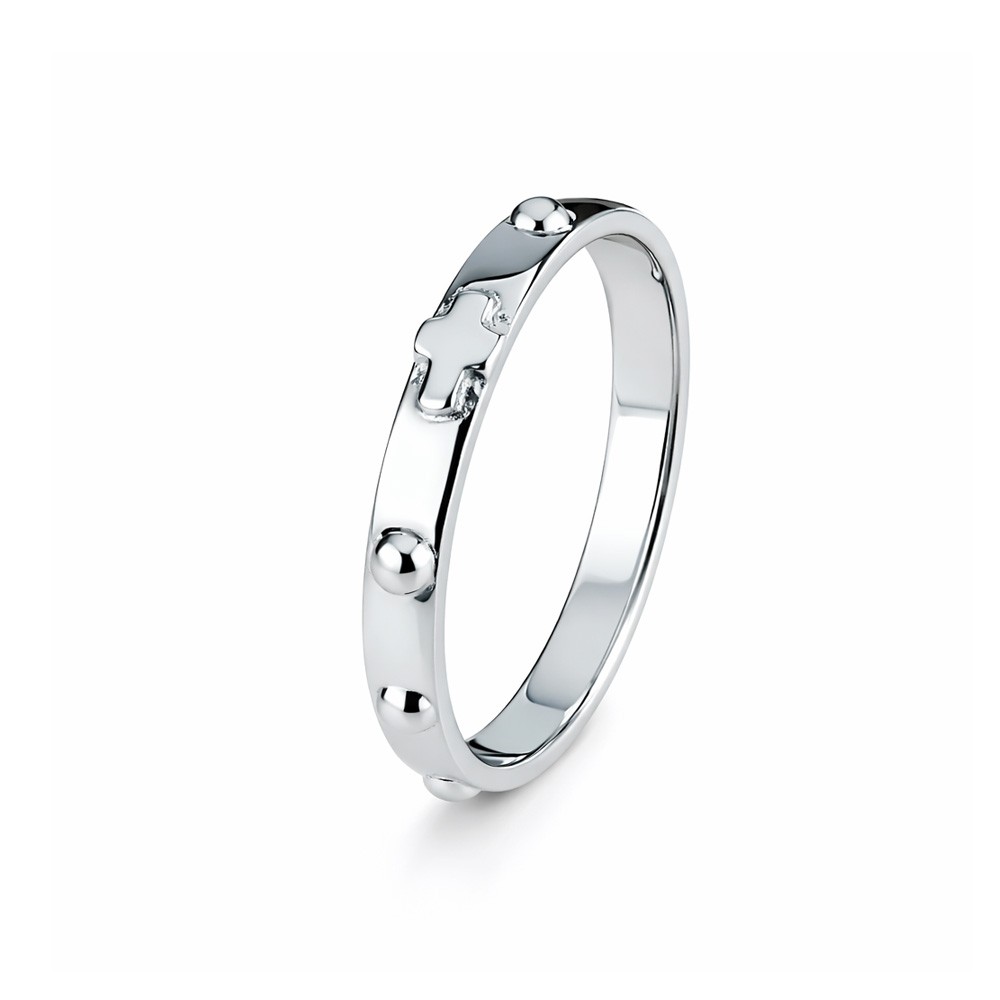 Anello a rosario in oro bianco 18kt